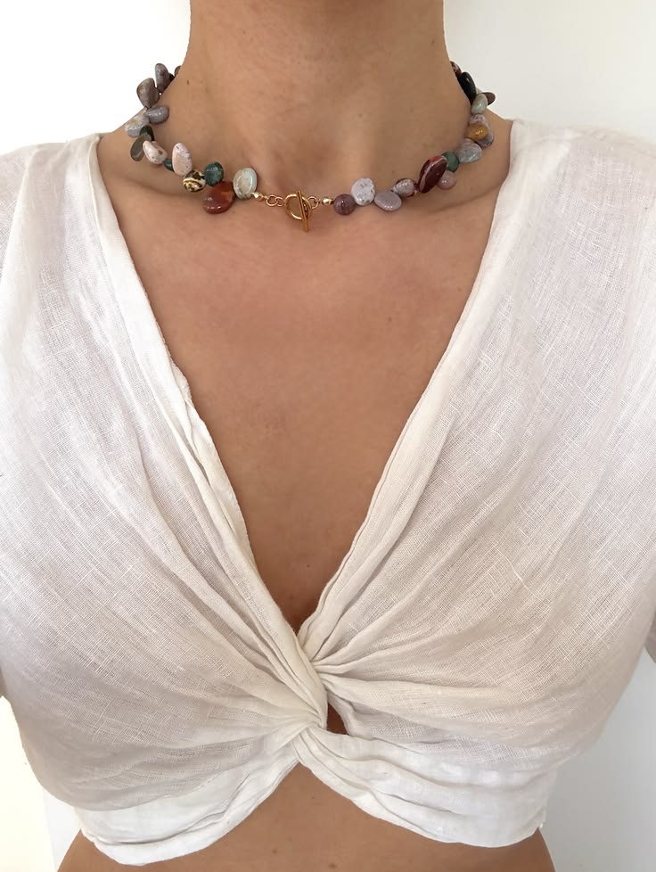 Collier bohème pierres naturelles